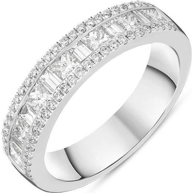 Platinum 1.08ct Diamond Triple Row Wedding Half Eternity Ring - L