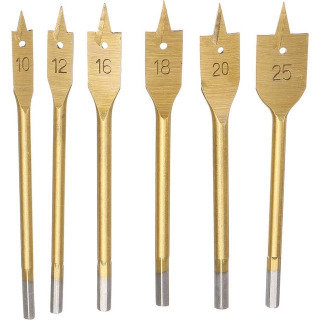 6pcs 10-25mm Flat Spade Wood Drill Hex Shank Woodworking Spade Drill Bit