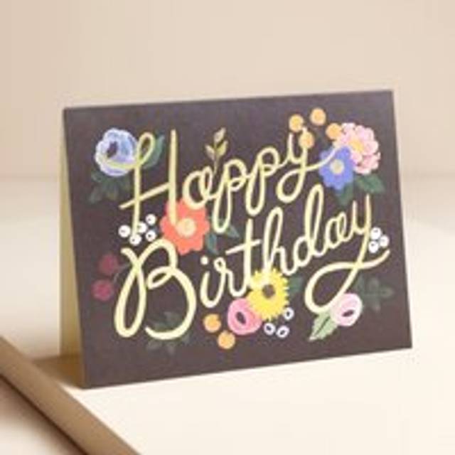 Rifle Paper Co. Vintage Blossoms Birthday Card - black/gold/pink - one size