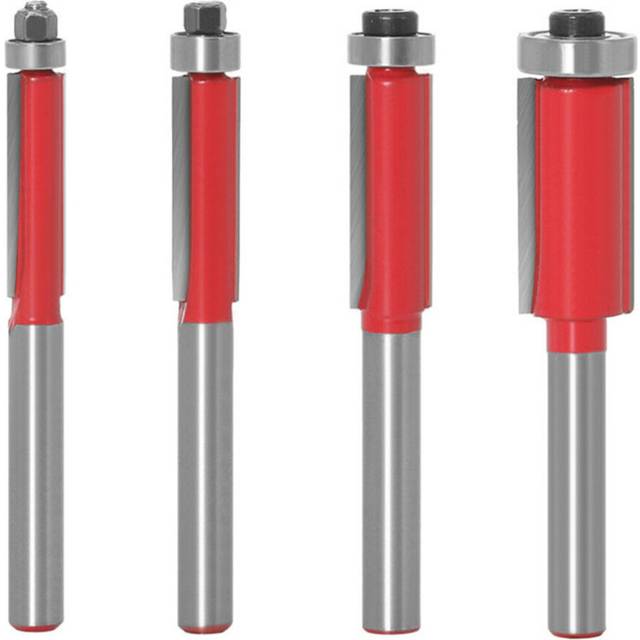 4Pcs Straight Flush Trim Wood Router Bit With Top Bearing 6mm Shank Tenon Cutter Tools For Woodworking