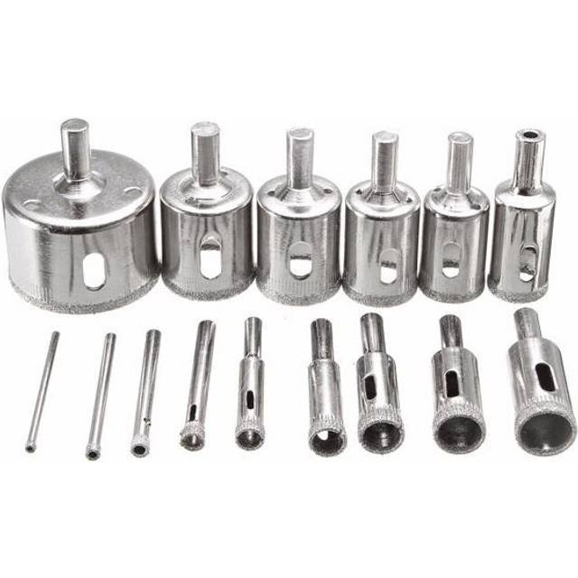 15pcs 3-45mm Diamond Coated Core Hole Saw Drill Bit for Marble Tile