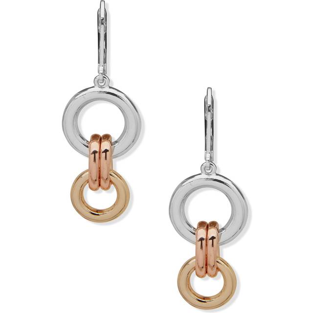 Anne Klein Women's Double drop Mixed Metal Pierced Earrings in Mixed Metal Tone size 1.89"