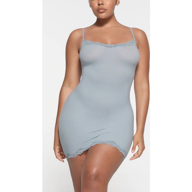 SKIMS Blue Fits Everybody Lace Slip Minidress - Denim - XXL