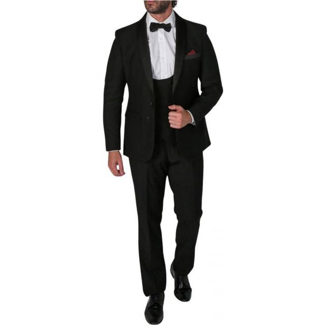 Paul Andrew Mens Black 3 Piece Tuxedo Suit - Size 34 (Chest)