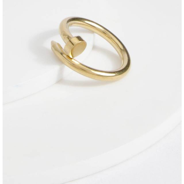 Womens Water Resistant Screw Detail Ring - Gold - M/L, Gold