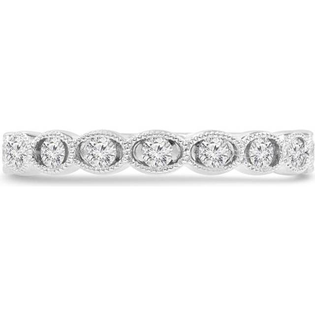 0.33 CTW Round Diamond Vintage Twisted Semi-Eternity Ring in 14K White Gold