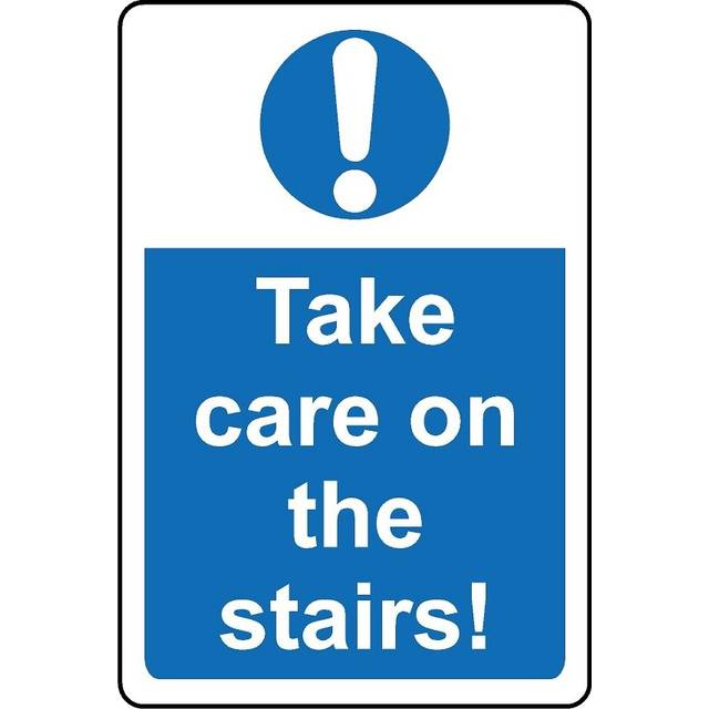 Take care on the stairs safety sign - 1mm Plastic sign - 600mm x 400mm
