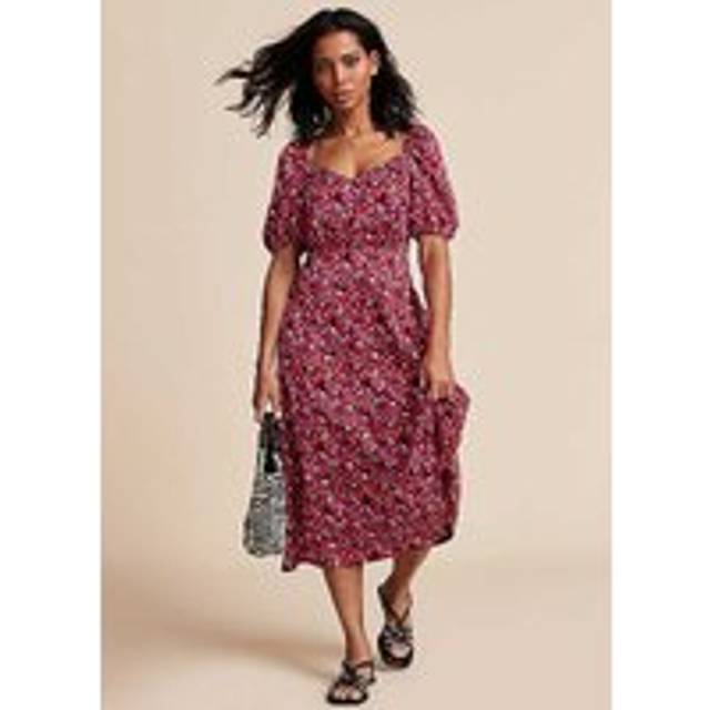 Freemans Pink Print Midi Tea Dress