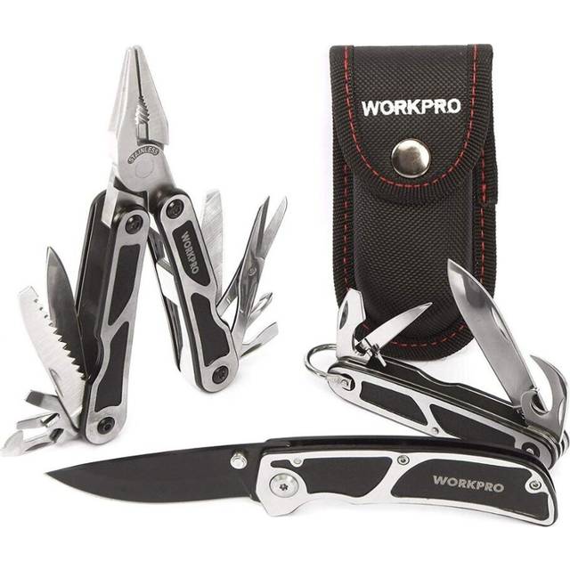 (a-3PC Tool Set) WORKPRO Survival Tool Kits Multi Plier Multifunction Knife Tactical knife Camping Multitools