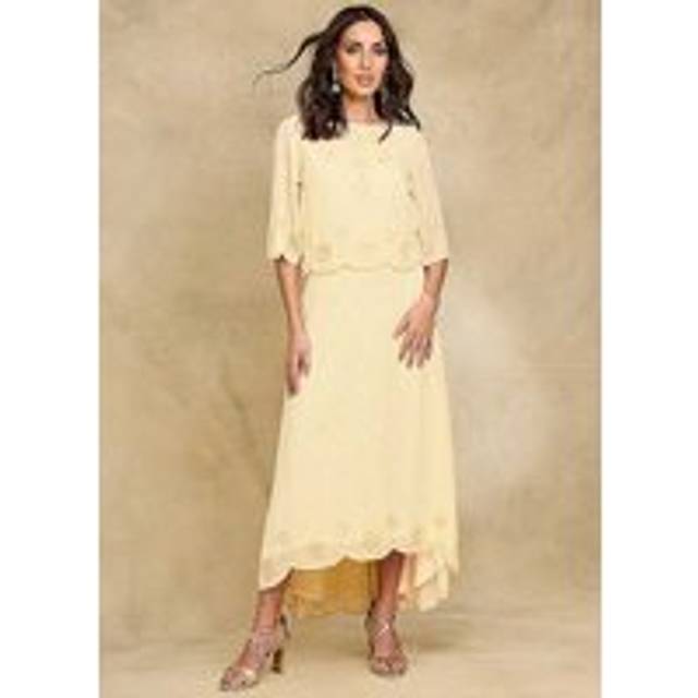 Together Lemon Beaded Hi Low Hem Maxi Dress