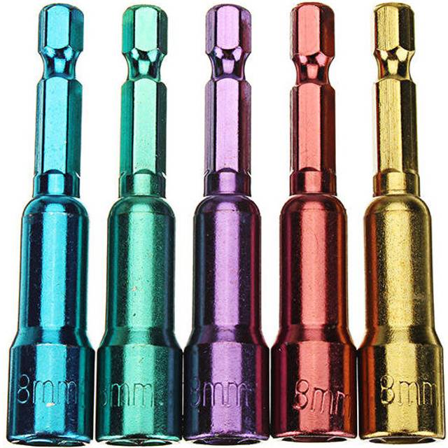 2Set 10pcs Hex Magnetic Nut Setters 65mm Sleeve Adapter Screw Nut Drill Bit Wrench Socket Adapter