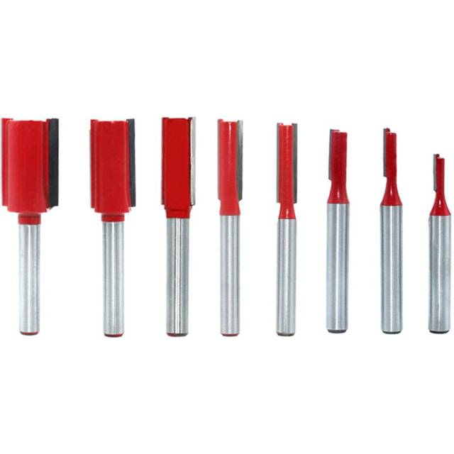 7Pcs/set Shank Straight Bit Woodworking Trimming Router Bit Wood Slotting Engraving Machine Carbide Milling Cutter
