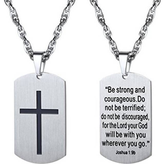 PROSTEEL Cross Jewelry Men Dog Tag Cross Pendant Stainless Steel Bible Inspirational Mens Dogtag Necklaces