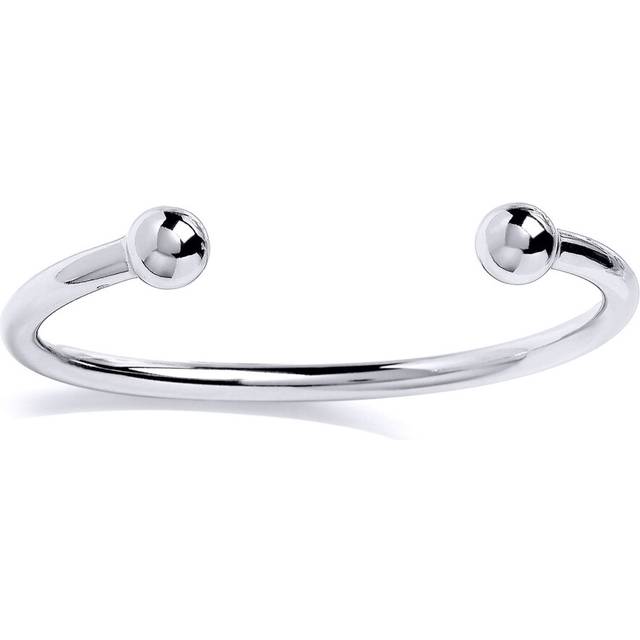 Jewelco London Mens Rhodium Plated Sterling Silver Classic Polished Torque Bangle Bracelet 5mm 10mm Balls - GVG131