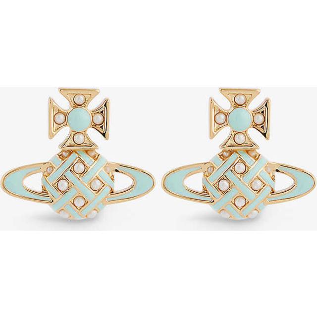 Vivienne Westwood Jewellery Womens Gold/creamrose/aqua Cassie Brass and Enamel Stud Earrings 2cm