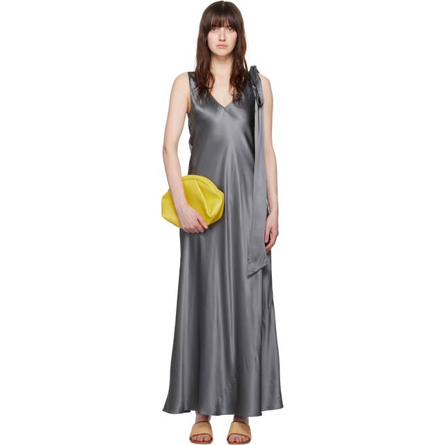 JW Anderson Gray Plunging V-Neck Maxi Dress - 599 CHARCOAL - UK 4