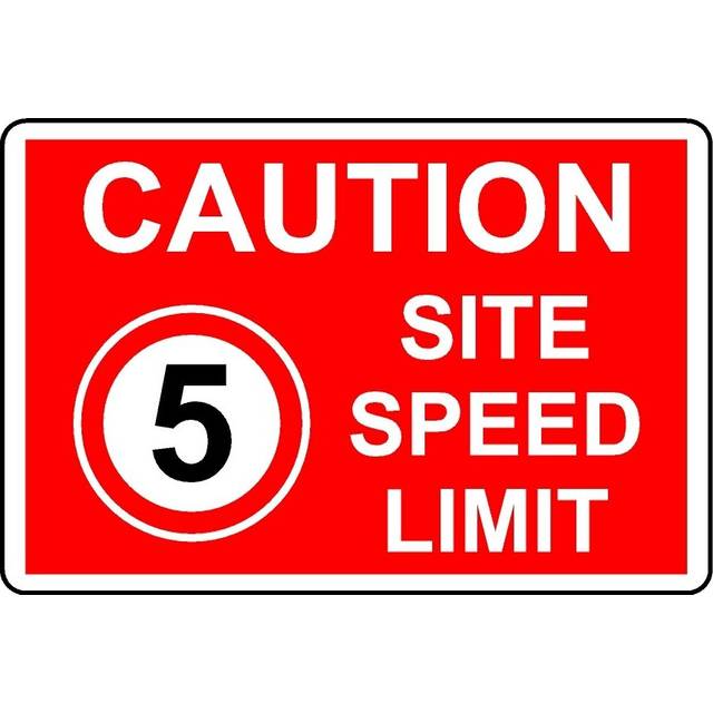 5mph caution site speed limit safety sign - 1mm Plastic sign - 300mm x 200mm