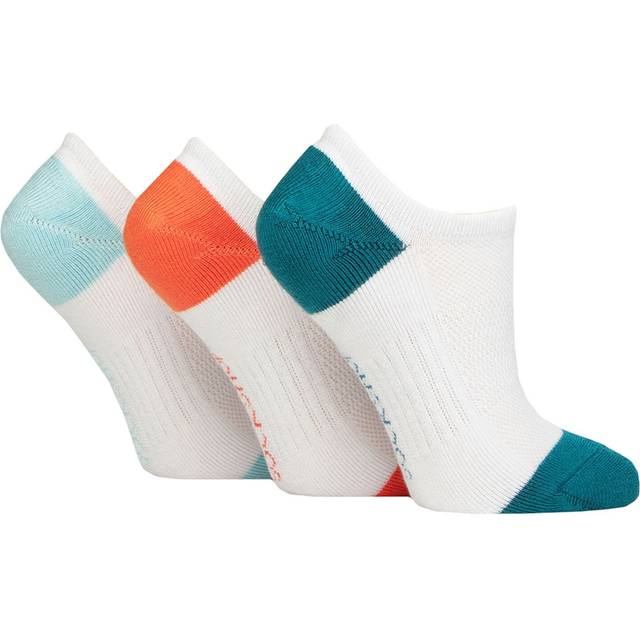 Women's 3 Pair SOCKSHOP Half Cushioned Bamboo No Show Socks Mandarin Contrast 4-8 - Orange