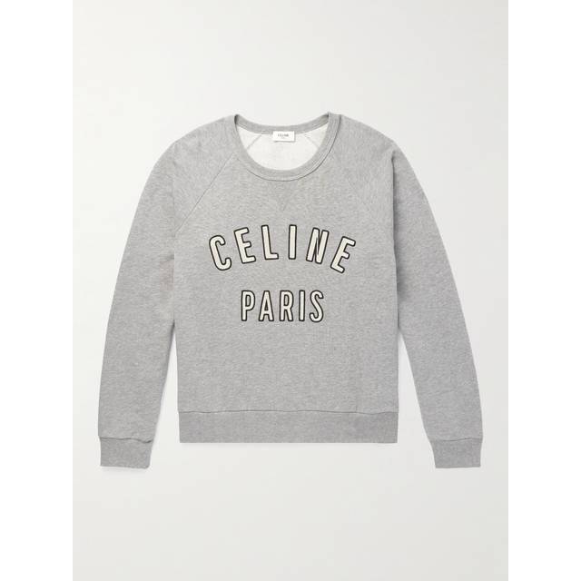 CELINE HOMME - Logo-Appliquéd Cotton-Blend Jersey Sweatshirt - Men - Gray - XL