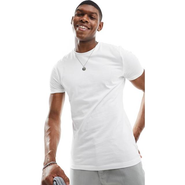 New Look – Vit t-shirt i muscle fit-Vit/a