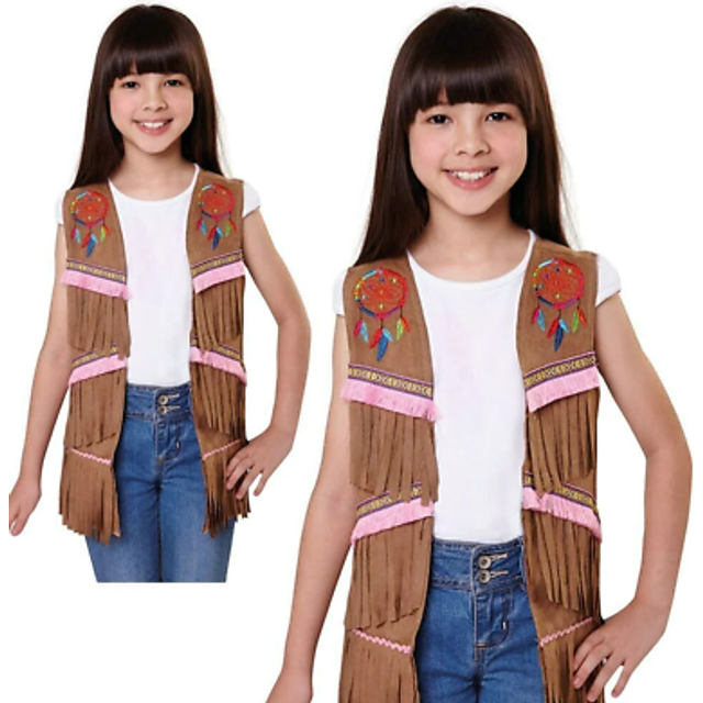 (Small) Official Forum CF042 Girls American Indian Waistcoat Large Children's Costumes Native