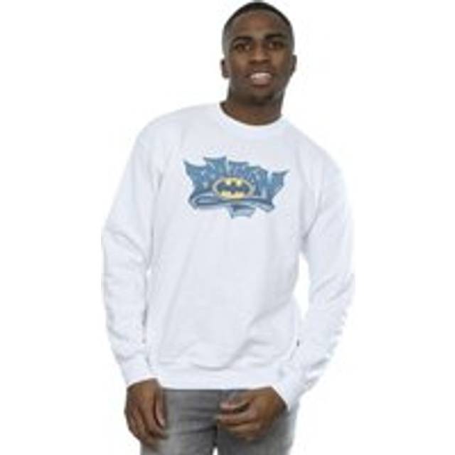 DC Comics Mens Batman Graffiti Logo Sweatshirt XXL white