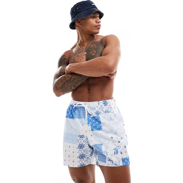 Mid-Thigh Seersucker Volley Swim Trunks