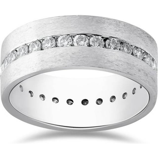 Mens 1/2ct Diamond Satin Eternity Comfort Fit Brushed Wedding Band