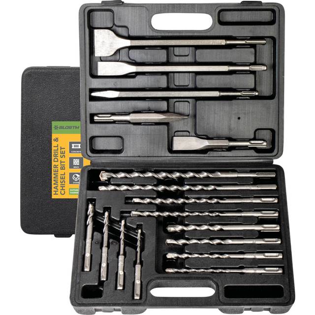 BLOSTM SDS Plus Hammer Drill & Chisel Bit Set Masonry Concrete Tile Brick 17PCS