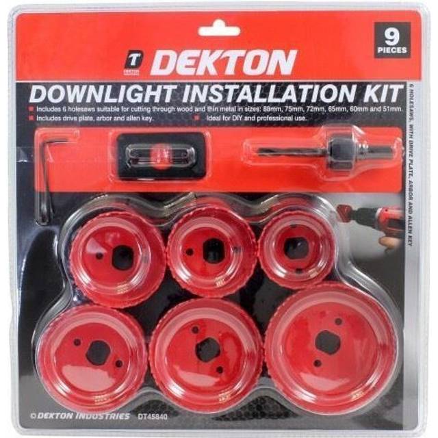9pc Down Lights Hole Drill Cutter Saw Holesaw Kit Set 51mm 60mm 65mm 72mm