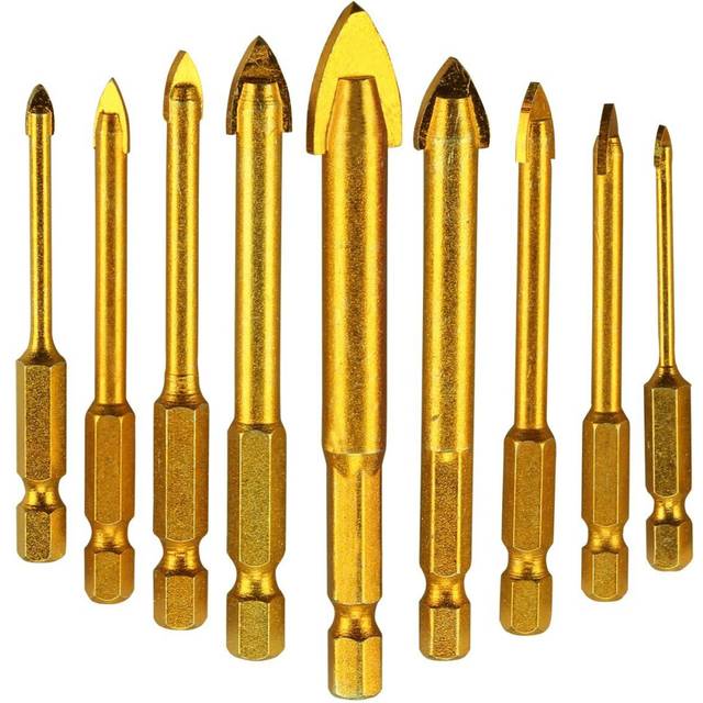 9 pcs. Tile Drill Ceramic Drill Glass Drill Bits Set Hexagon Tile Drill Set Glass Tile Drilling Tool for Mirrors / Glass / Tiles - 3/4/5/6/8/10 / 12mm