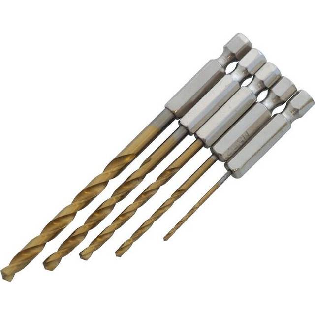 Amtech 5 Piece 1/4" Titanium Drill Bit Set Quick Release