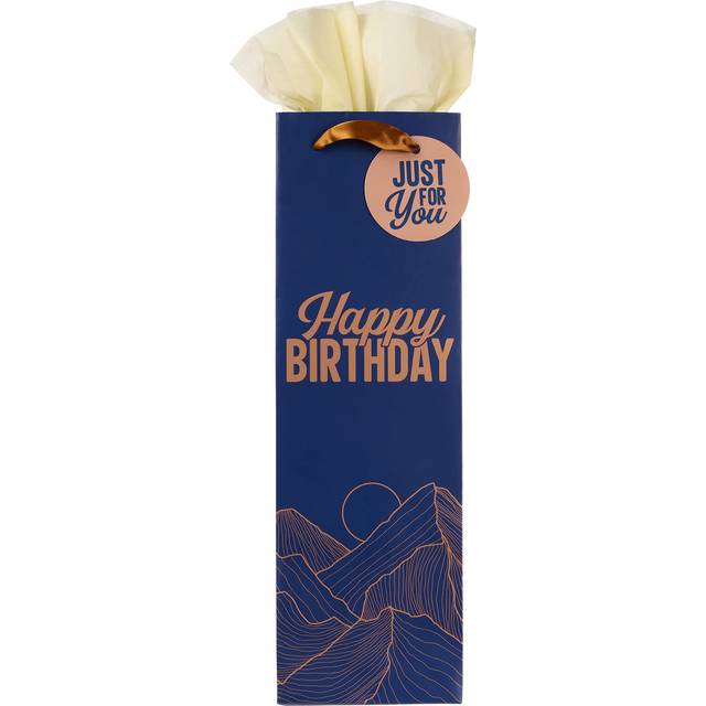 With Love Wine Gift Bag - Single Bottle Paper Bag with Tissue Paper and Handles  for Birthday Party  Hostess Thank You  Valentine's Day  Christmas  Th