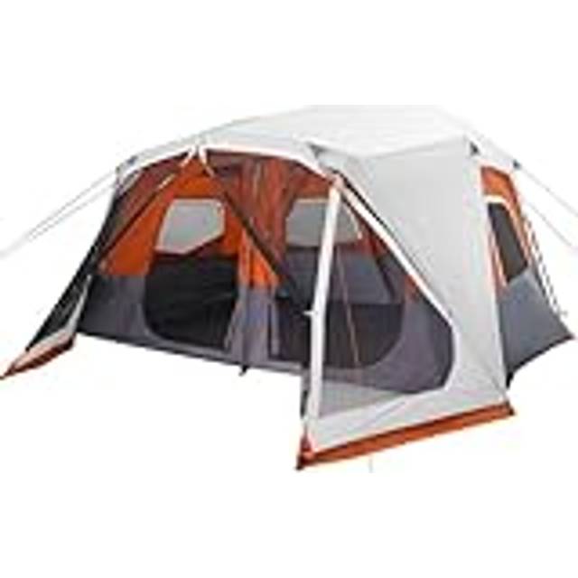 vidaXL Family Tent with LED 10-Person Light Grey and Orange Quick Release