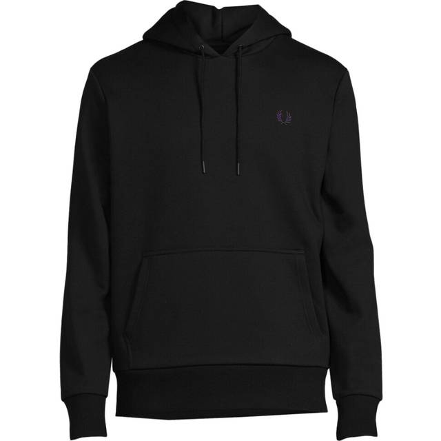 Fred Perry Mens Sweatshirt Laurel Wreath Hooded Sweat Black Cotton - Size Small