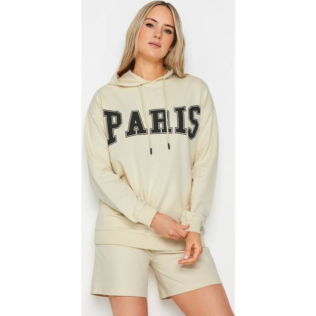 Lts Tall Cream 'Paris' Slogan Hoodie 12 Lts | Tall Women's Hoodies & Sweatshirts