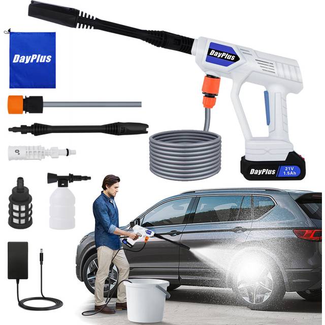 (2x Batteries) Cordless Jet Wash Power Washer 21V Electric Cordless Pressure Washer Pressure Cleaner Washer Ideal for Washing Cars Cleaning Fences Gar