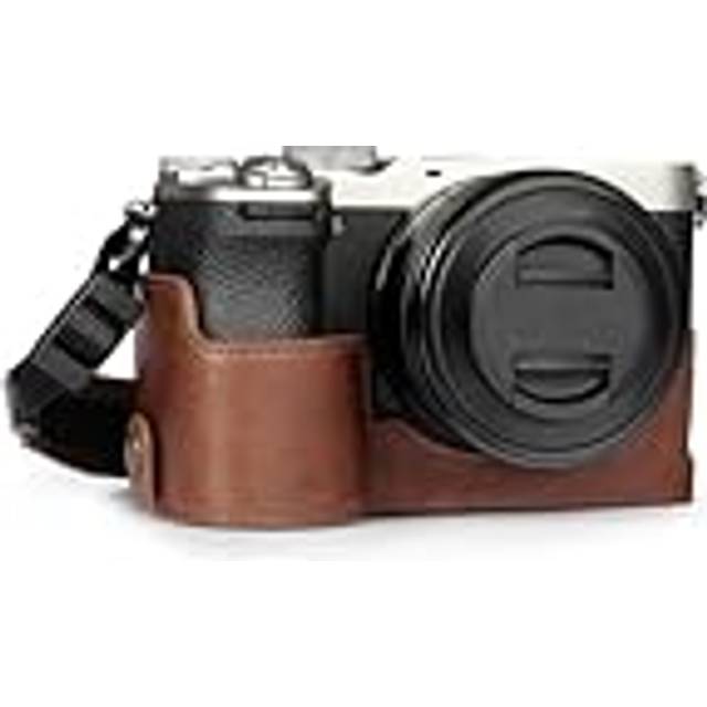 MegaGear Kamerafodral i äkta läder för Sony Alpha a7C II - elegant och skyddande (brun)