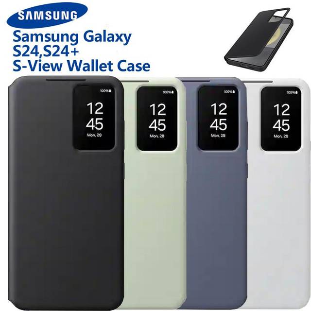 Samsung Smart View Wallet Flip-fodral för Samsung Galaxy S24 S24+ S24 Plus SM-S921B SM-S926B Smart View-telefonfodral For Galaxy S24 violett