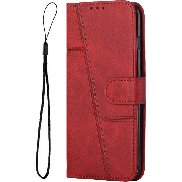 (Red) Case For Samsung Galaxy A35 5G Full Protection PU Leather Shockproof Flip Cover Side Buckle Card Insertion