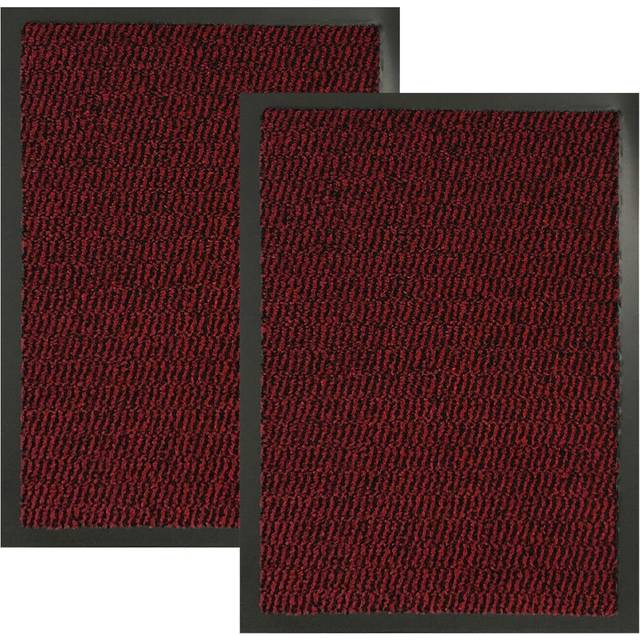 (Red, (40 x 60)CM / (1.31 x 1.97)ft - Pack of 2) KAV Durable Non-Slip Door Mat Dirt Trapper