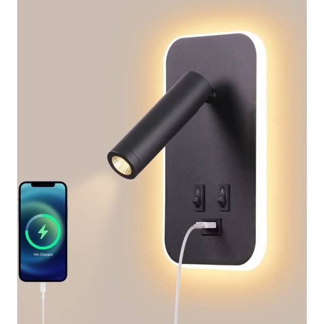 Bedside Reading Wall Light with Backlight Night Lamp LED Wall Sconce