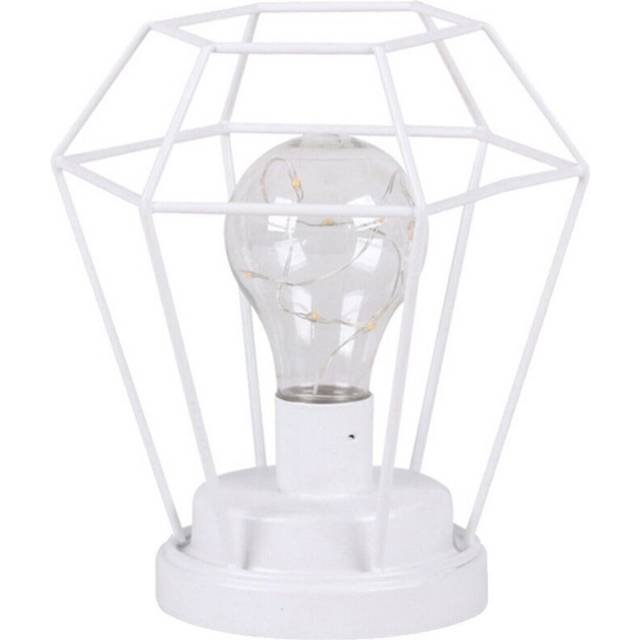 (White) Battery Operated LED Desk Lamp Industrial Retro
