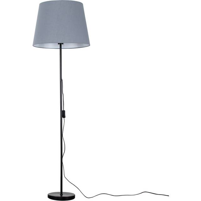 Modern Standard Floor Lamp in a Black Metal Finish with an Extra Large Grey Tapered Light Shade - Complete with a 6w LED GLS Bulb [3000K Warm White]