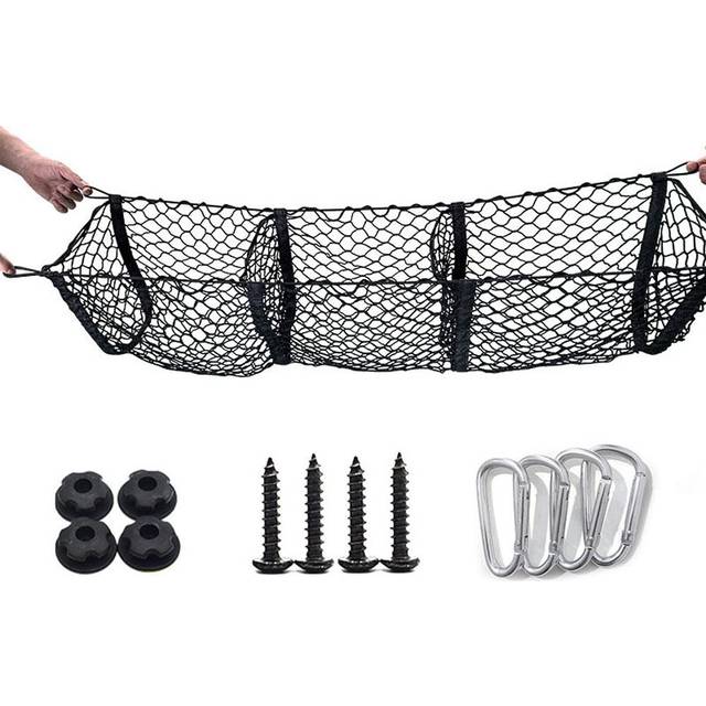 Storage Net Pocket Car Trunk Net Bag Rear Cargo Net Storage Organizer 39x12in for Car Truck Pickup 47x12in(3-Grid) black