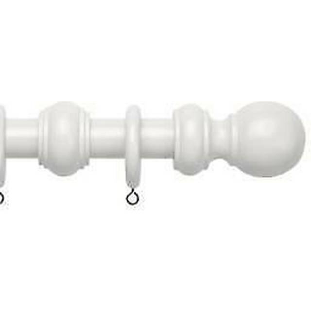 Complete Wooden Curtain Pole Set - White / 150cm