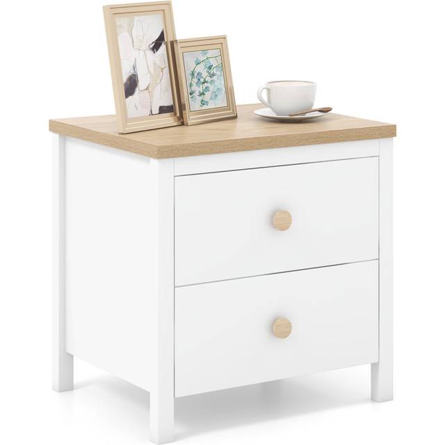 2-Drawer Bedside Table Free Standing End Table Farmhouse Nightstand