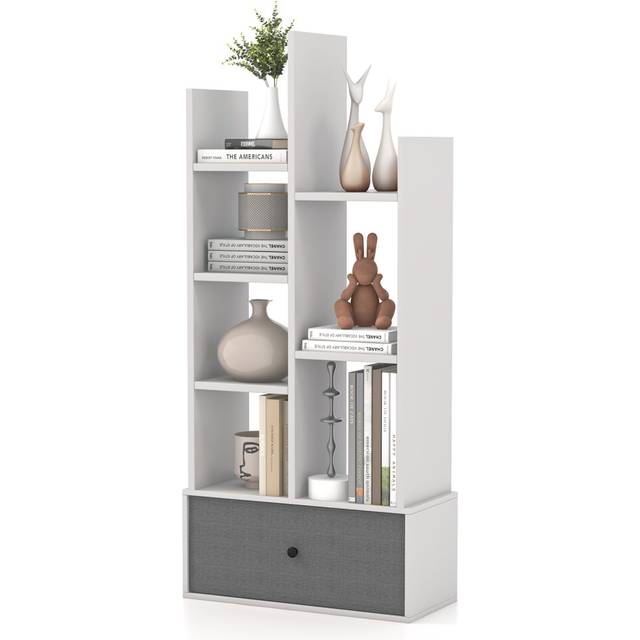 7-Tier Wooden Bookcase Free-standing Bookshelf Open-Back Display Organiser