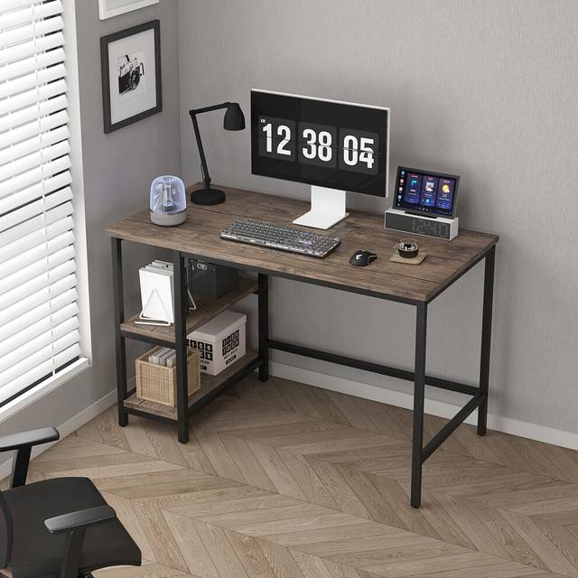 (120CM, DISTRESSED GREY) Chicago study work desk with Shelves Left or Right