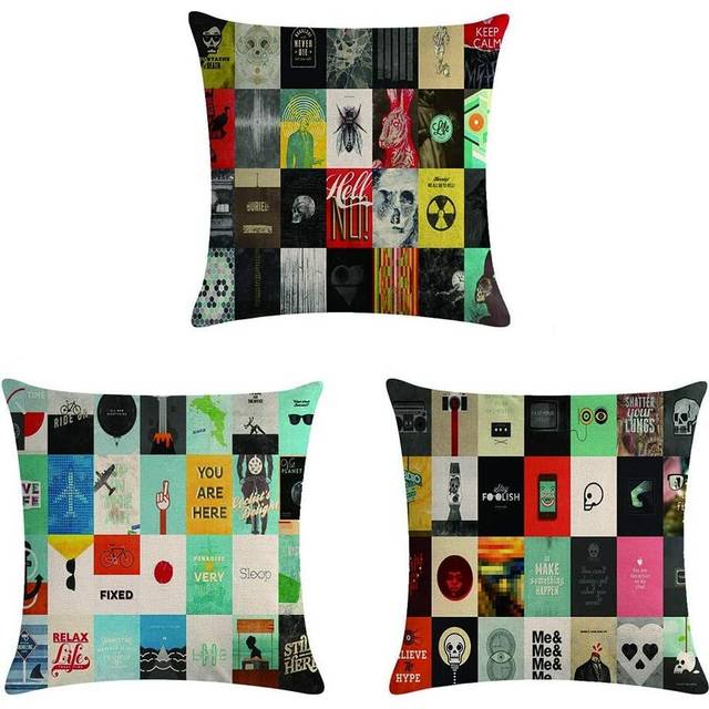 Set of 3 Decorative Throw Pillow Covers Cushion Cover Square Pillow Cases Sofa Bed Couch Home Decor 18x18 Inch / 45x45 cm - Mix Images